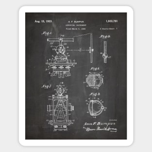 Surveying Patent - Surveyor Construction Builder Art - Black Chalkboard Sticker